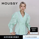moussy 女裝新款宮廷風(fēng)V領(lǐng)收腰泡泡袖長袖襯衫010GSW30-0610 111淺藍(lán)色 均碼