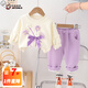 奧特曼童裝兒童套裝春秋季新款嬰兒衣服洋氣女童衛(wèi)衣衛(wèi)褲時(shí)髦休閑兩件套 紫色 80 建議75-85cm9-12月