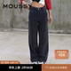 moussy 女裝新款中性風(fēng)口袋細(xì)節(jié)長(zhǎng)款直筒牛仔褲010GSK11-0380 021淺黑色 S 00001