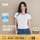 森馬（Semir）短袖t恤女短款修身圓領(lǐng)內(nèi)搭25夏涼感收腰V領(lǐng)上衣辣妹109325100006