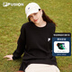 FILA FUSION斐樂(lè)潮牌情侶款套頭衛(wèi)衣秋簡(jiǎn)約寬松針織上衣可選加絨 正黑色-BK XL