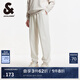杰克·瓊斯（JACK&JONES）春夏保暖束腳褲字母鋼印休閑加絨衛(wèi)褲男厚款針織男褲運(yùn)動(dòng)褲子男裝 G42 白花灰-加絨 M （175)