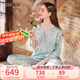 美標(biāo)商場(chǎng)同款送禮物真絲睡衣女春秋國(guó)風(fēng)100%桑蠶絲綢可外穿家居服夏 羽藍(lán)（中國(guó)風(fēng)） L (165/88A)