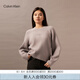 Calvin KleinJeans秋冬女士休閑通勤ck刺繡柔軟圓領(lǐng)內(nèi)搭針織衫毛衣J225376 PEE-鉛灰 S