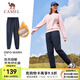 駱駝羊羔絨休閑褲男秋冬季運動褲加絨保暖長褲束腳衛(wèi)褲女 J1W1RG121A，深藍，女 （羊羔絨） 2XL