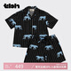野獸派家居（tbh）Z系列天絲棉條紋家居服套裝男女同款家居服套裝 黑豹睡衣 短款 L