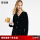 歌莉婭 新品  人造纖維貂絨釘鉆毛織開衫  1C1R6J630 00B黑色 XS