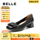 百麗（Belle）舒適優(yōu)雅單鞋女2025春新真皮蝴蝶結(jié)方跟鞋D3S1DAQ5 黑色-寬版 37 (235mm)