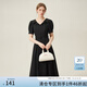 范思藍(lán)恩翻領(lǐng)連衣裙早春新款職場(chǎng)正式場(chǎng)合面試高腰裙子24FS12036 黑色 M