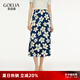 歌莉婭半身裙女夏季2025新款優(yōu)雅獨(dú)特漂亮印花高腰裙子1E5R2B14A 0DD靜謐藍(lán)影橘子花印花 M