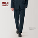 無印良品（MUJI） 男式 彈力針織 無褶 褲 男士長褲子春季款休閑褲 AE0Y1A4A 藏青色 S(165/72A)