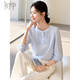 初申春秋雪紡衫女法式圓領(lǐng)氣質(zhì)風(fēng)琴褶休閑百搭小衫襯衫S51X015