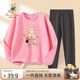 Classic Teddy精典泰迪女童套裝兒童衛(wèi)衣打底褲兩件套中大童休閑秋裝 粉色 130