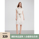 ELLE法式撞色襯衫式連衣裙女2025夏季新款編織腰帶優(yōu)雅顯瘦短裙子 米白 M