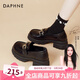 達(dá)芙妮樂福鞋女厚底皮鞋女春秋2025新款英倫風(fēng)增高粗跟通勤一腳蹬單鞋女 黑色厚底【金屬扣 跟高5.5CM】 35