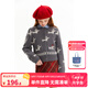 ELLE KIDS童裝 法式經(jīng)典羊毛馬海毛混紡女童毛衣開衫秋冬針織外套 灰色 165 (M)