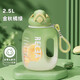 物生物（RELEA）運(yùn)動(dòng)水壺Tritan健身水杯大容量大肚杯子吸管杯耐高溫便攜塑料杯 金秋橘綠-提繩款2.5L