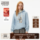 Teenie Weenie小熊加絨衛(wèi)衣女秋冬學院風休閑索羅娜連帽衛(wèi)衣套頭衫 淺藍色 M (165)
