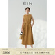 EIN輕舒亞麻 EIN言文藝復(fù)古質(zhì)感通勤腰帶可調(diào)節(jié)無袖連衣裙夏季新款 咖色 L