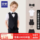 羅蒙兒童西裝套裝演出服花童禮服中大童鋼琴英倫 黑色套裝 160