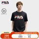 FILA 斐樂官方男子針織短袖衫2025夏新款狐貍刺繡休閑舒適純棉T恤
