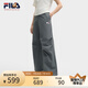 FILA 韓素希同款|斐樂官方女裝小狐貍梭織長褲2025夏季新款時尚收口褲 綠木灰-DY M 165/66A/M
