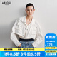 艾諾絲雅詩(shī)【商場(chǎng)同款】2025春秋新品截短款抽皺長(cháng)袖立領(lǐng)工裝短外套40311058 白色 M