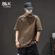 班尼路（Baleno）S&K系列重磅T恤男日系復古男士短袖POLO衫夏季寬松翻領(lǐng)男生打底衫 棕色 2XL