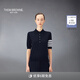 THOM BROWNE[TB]湯姆布朗[6期免息]女士四條紋羊毛針織POLO衫毛衣 海軍藍(lán)色 38