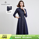 MORELINE沐蘭高級(jí)感優(yōu)雅丹寧連衣裙2025年春新款蕾絲領(lǐng)襯衫裙A字裙中長(zhǎng)款 夜幕藍(lán) 3XL