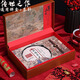 普洱茶餅禮盒空盒茶餅包裝盒收納盒福鼎白茶餅禮盒茶葉禮盒空盒 傳世手作 茶餅盒+茶刀 中國紅 350g