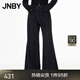 江南布衣（JNBY）牛仔褲女喇叭褲寬松水洗褲子拼接寬松拼色直筒長(cháng)褲5N2E15150 957/牛仔洗黑 XS
