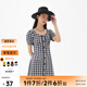 美特斯邦威格紋連衣裙女夏季新款舒適時(shí)尚校園風(fēng)高腰黑色女士裙子 影黑 M 160 84A