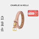 CHARLIE&KELLI CK品牌輕奢真皮針扣皮帶時尚百搭裝飾連衣裙牛仔褲腰帶女士 粉色【京倉配送】 100cm 【配精美禮盒】