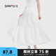三福長裙2025夏季三層分割拼接韓版蛋糕裙半身裙女裝497602 白色 S
