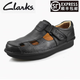 Clarks其樂(lè )男鞋經(jīng)典包頭沙灘鞋厚底減震防滑軟底牛皮鏤空涼鞋夏天 黑色 41