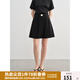 獨(dú)束大碼女裝高腰壓褶休閑A字短裙2025夏微胖MM設(shè)計感短款半身裙 赫本黑 XL （尺碼：3）