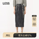 LESS【精工系列】夏季壓褶高腰裙女氣質(zhì)水墨垂感半身裙2O4D12320 099黑色系花型 S