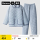 蕉內(nèi)絨絨5系夾棉睡衣男女士秋冬季加絨加厚法蘭絨情侶家居服套裝 男-雪藍(lán)【推薦溫度-5℃~5℃】 XL