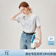 范思藍(lán)恩夏季少女蝴蝶結(jié)刺繡通勤短袖T恤女2024新款寬松簡(jiǎn)約百搭上衣女t恤 淺灰色 M