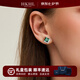 HKHL 925銀祖母綠女士耳釘小方塊耳環(huán)女輕奢高級(jí)感百搭銀耳飾生日禮物 小方塊祖母綠耳釘一對(duì)