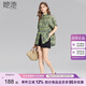她池泡泡袖襯衫2025夏裝新款女立領(lǐng)印花寬松顯瘦單排扣上衣