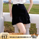 百圖betu女裝2025夏季新款高腰女裙包臀荷葉短裙半身裙裙子女2504T63 黑色 L