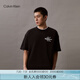 Calvin Klein Jeans夏季男女情侶中性ck休閑字母寬松純棉重磅短袖T恤J400448 BEH-太空黑 S