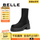 百麗（Belle）增高厚底彈力靴女商場款舒適時尚靴3MC61DZ4 黑色 36 (230mm)