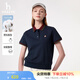 哈吉斯（HAZZYS）女裝 夏季女士【PHIZ系列】撞色寬松短袖POLO衫女 藏青色NV XL (170/92A 42)