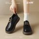 ZHR英倫單鞋女厚底樂(lè )福鞋復古拼色軟底女鞋子日系帶皮鞋JF192黑色36