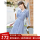 betu百圖女裝連衣裙氣質(zhì)簡(jiǎn)約百搭裙子女藍(lán)色收腰連衣裙女2205T64 蘭色 M