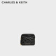 CHARLES&KEITH25秋新品菱格拉鏈卡包錢(qián)包迷你零錢(qián)包生日禮物CK6-50681214 Black黑色 XXS