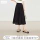 對白輕盈垂感波浪褶半身裙女2025夏新款兩穿設(shè)計(jì)感黑色顯瘦A字裙 氣質(zhì)黑  L